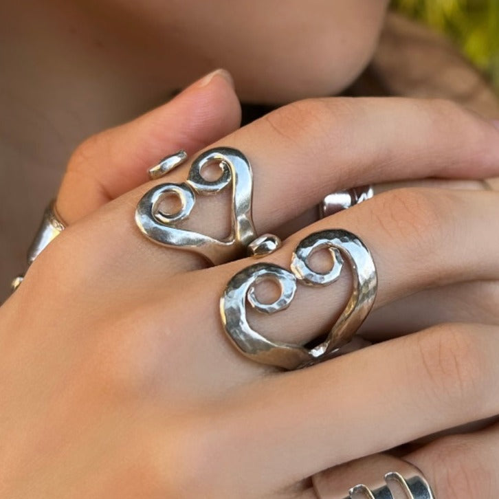 Heart Fork Ring - 'Loopy Heart'