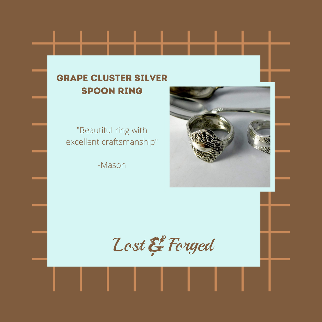 Grape Cluster Silver Spoon Ring