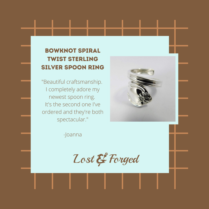 Bowknot Spiral Twist Sterling Silver Spoon Ring