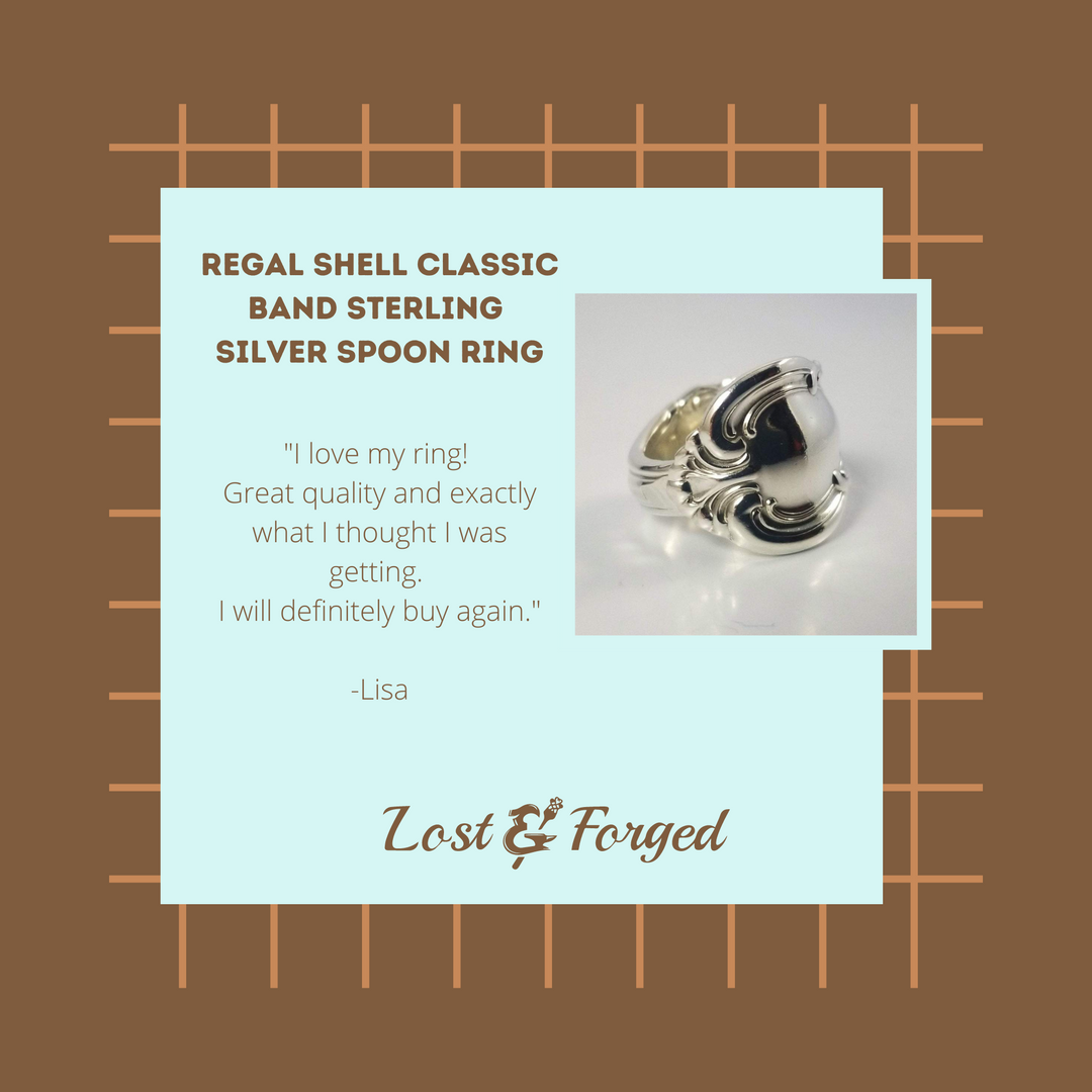 Regal Shell Classic Band Sterling Silver Spoon Ring