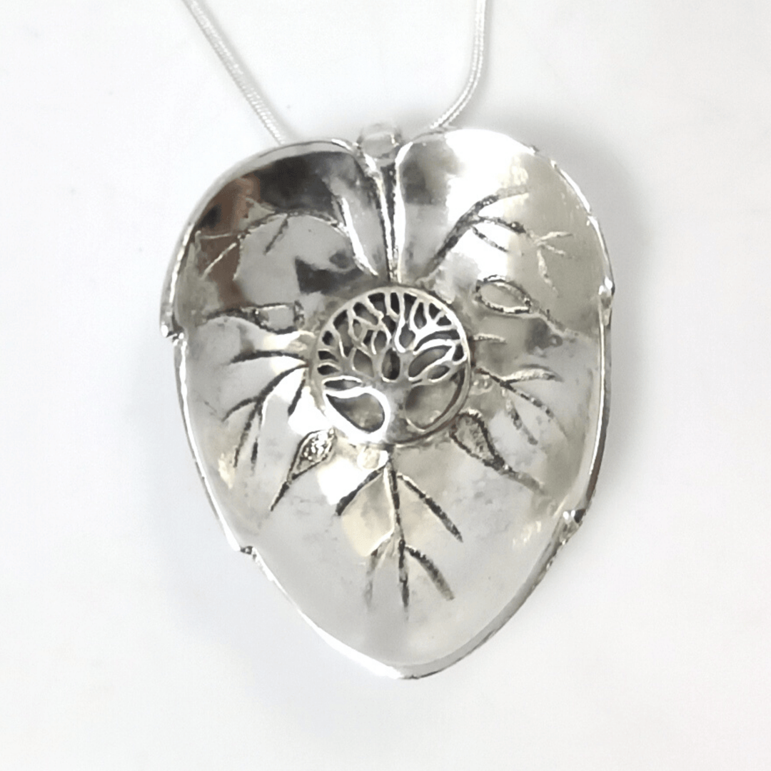 Tree of Life Silver Leaf Pendant Necklace