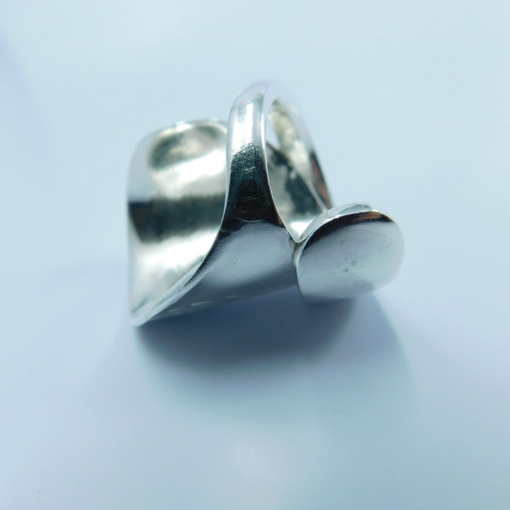 Engraved Tree of Life Silver Whole Demitasse Spoon Ring