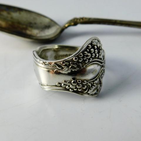 Grape Cluster Silver Spoon Ring