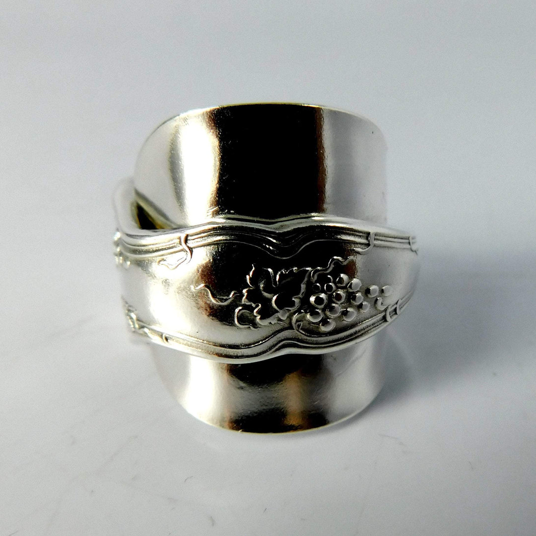 Grape Cluster Silver Whole Demitasse Spoon Ring