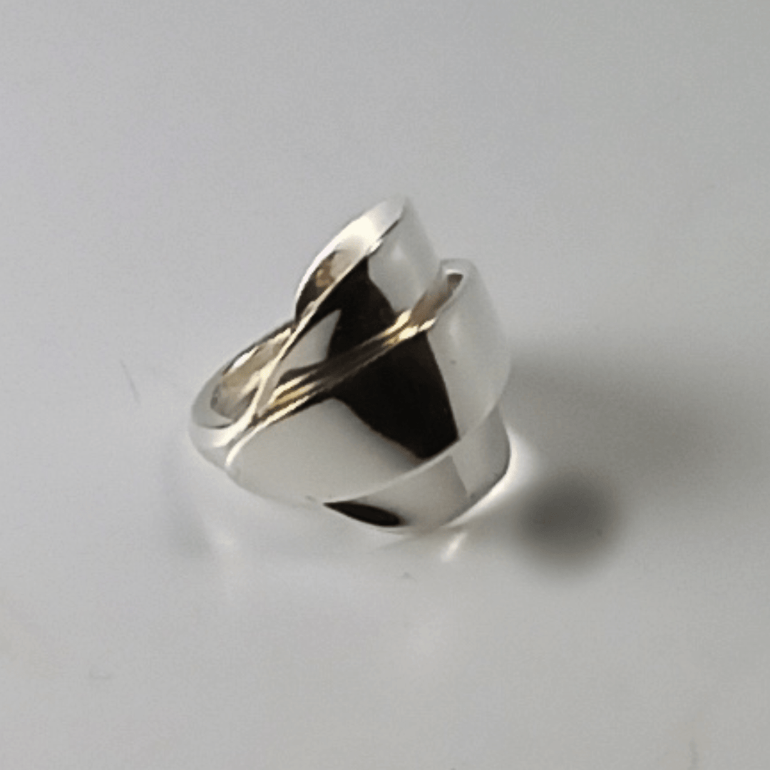 Pointed Elegance Sterling Silver Whole Demitasse Spoon Ring