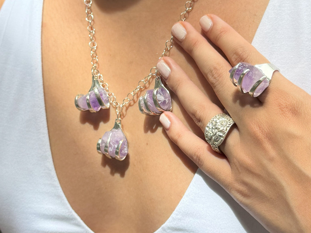Spoon Rings & Silverware Jewelry, Amethyst Fork Jewelry