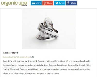 Spoon Ring Featured on the Organic Spa Magazine website...