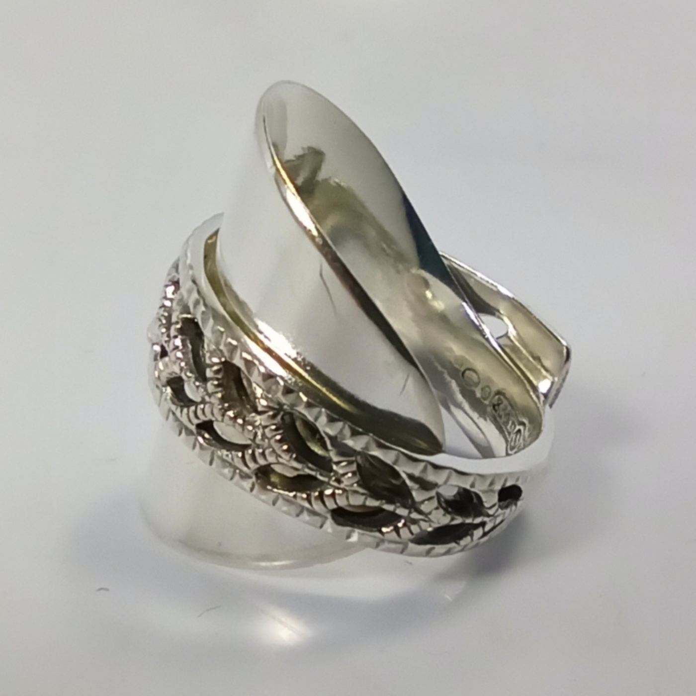 Spoon ring made from a whole solid silver vintage spoon