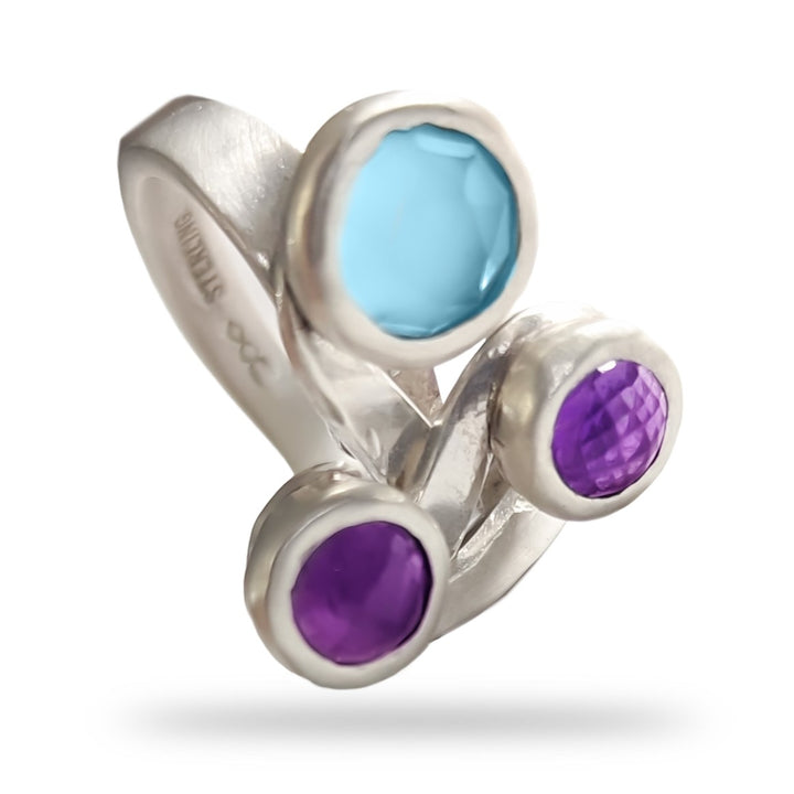 NEW - Triple Gemstone Fork Ring - "Not Your Grandma's Spoon Ring"