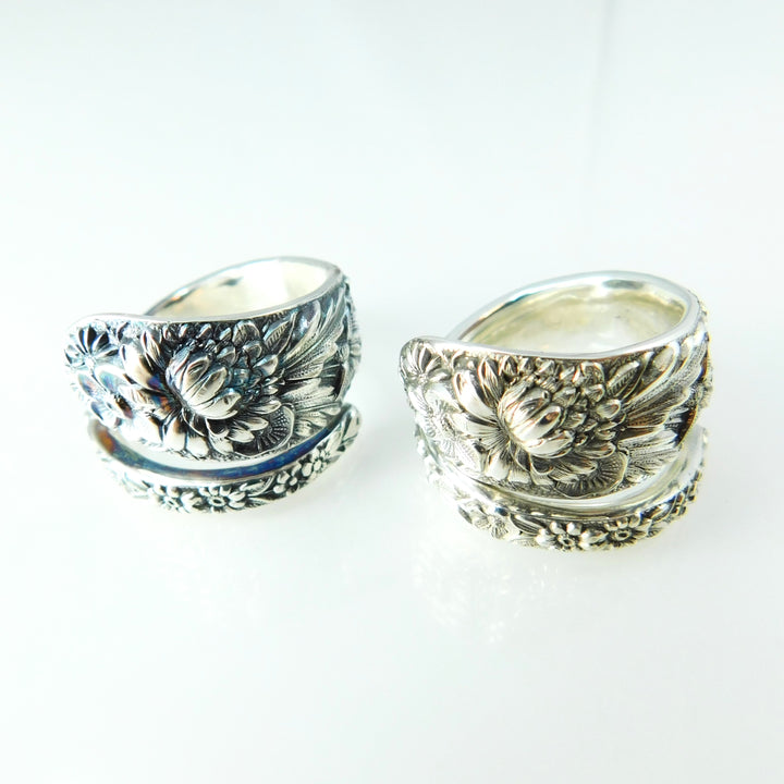 Charm Bouquet Spiral Twist Sterling Silver Spoon Ring
