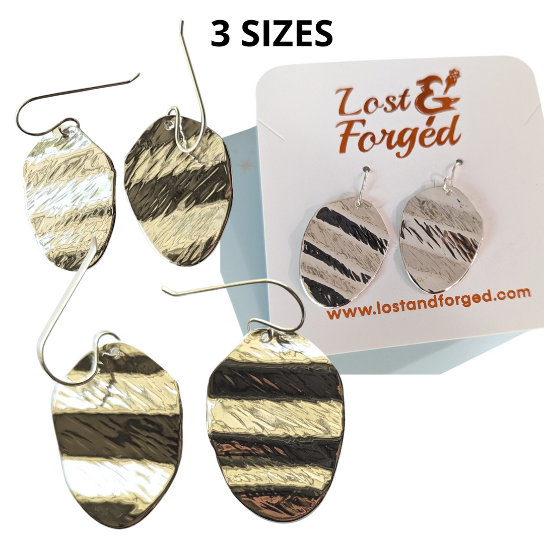 Silver Ripple Vintage Spoon Earrings