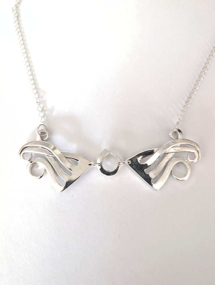 Wings Silver Fork Necklace