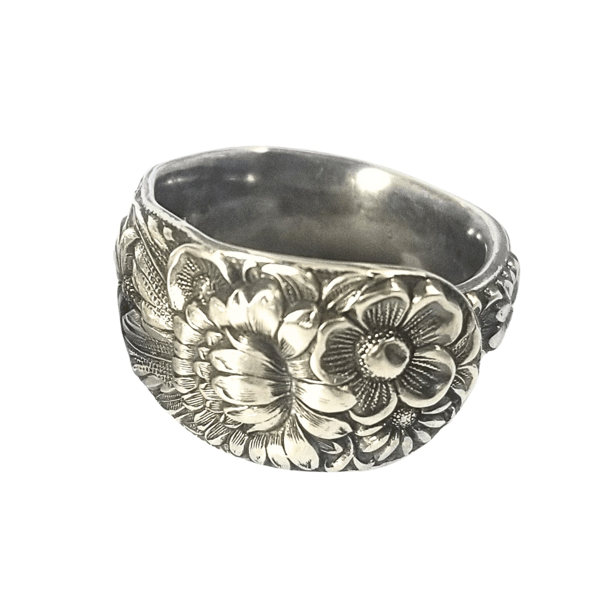 Spoon Ring, Repousse Classic Band-Shape Sterling Silver Spoon Ring ...