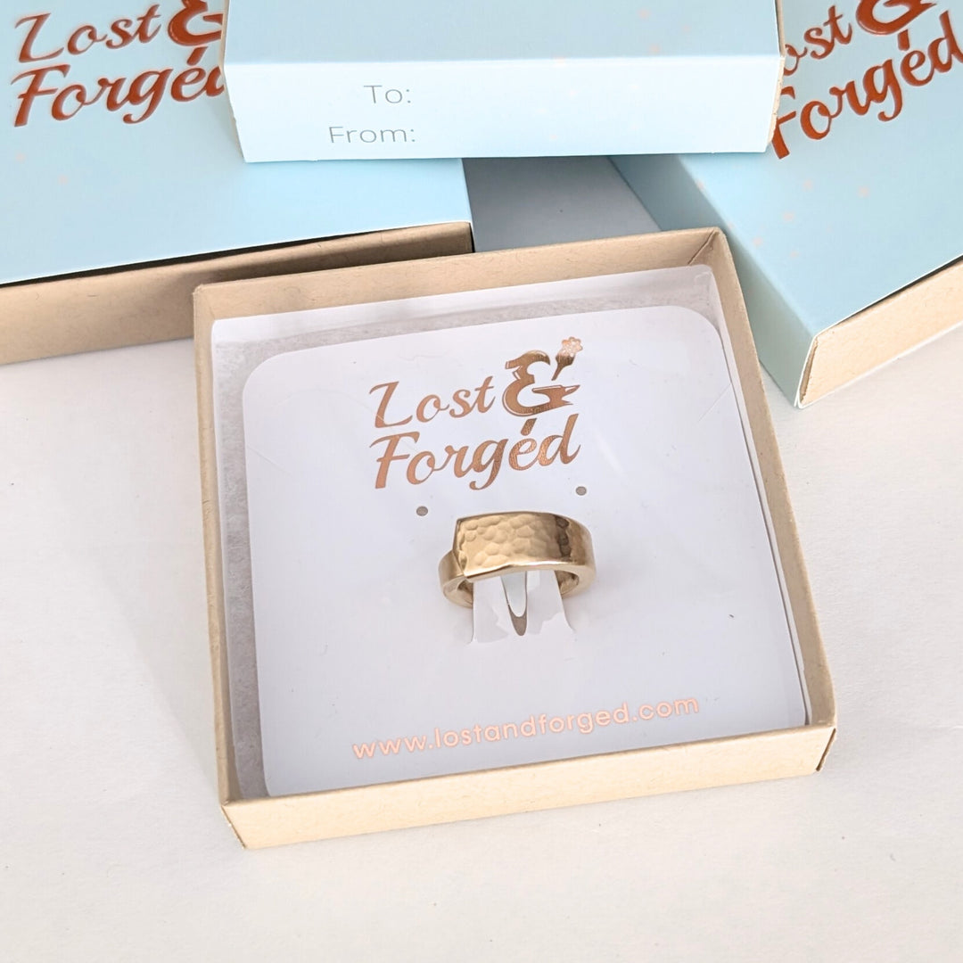 Golden Bronze Band-Shape Spoon Ring