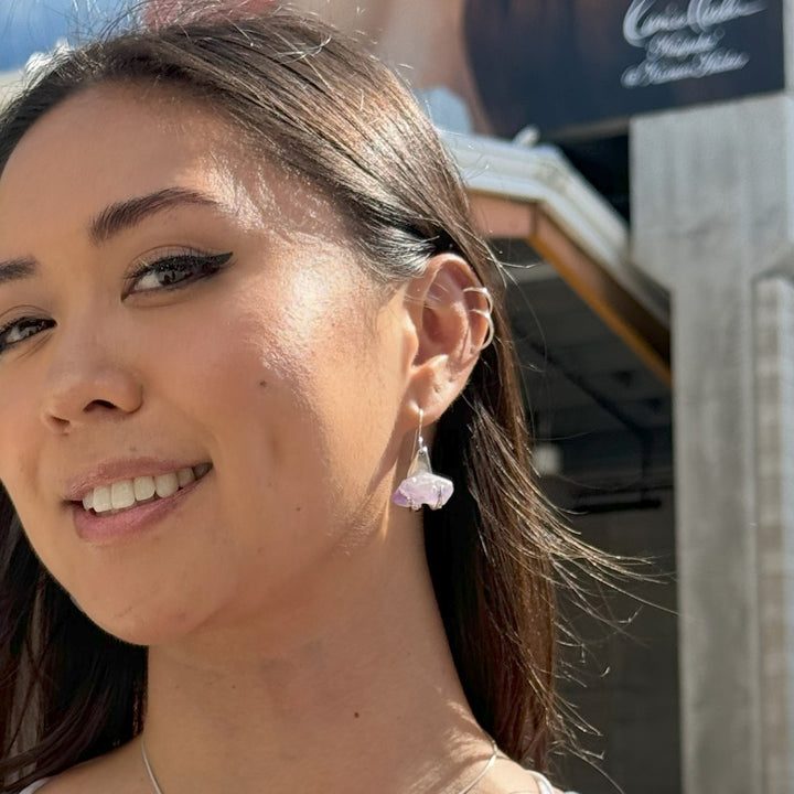 Amethyst Silverware Jewelry Earrings - "Fork Rocks Earrings"