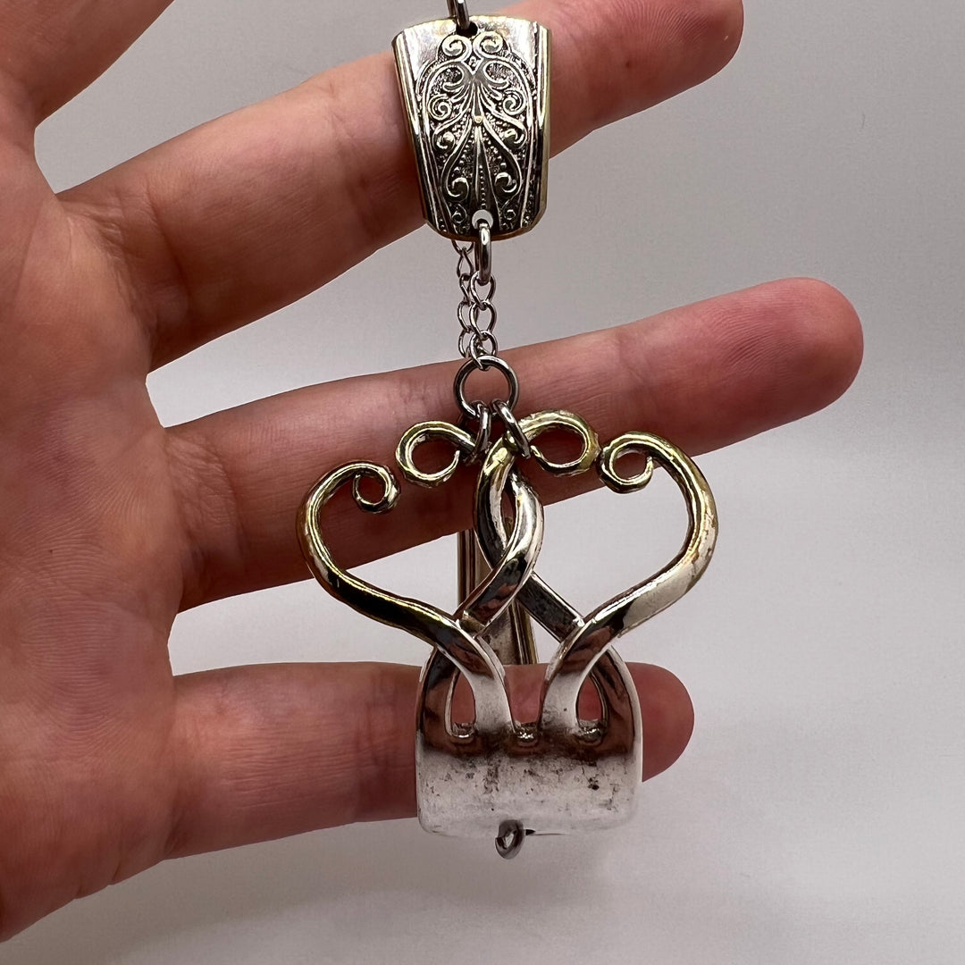 Linked Hearts Silver Fork Bracelet - Adjustable Loopy Hearts
