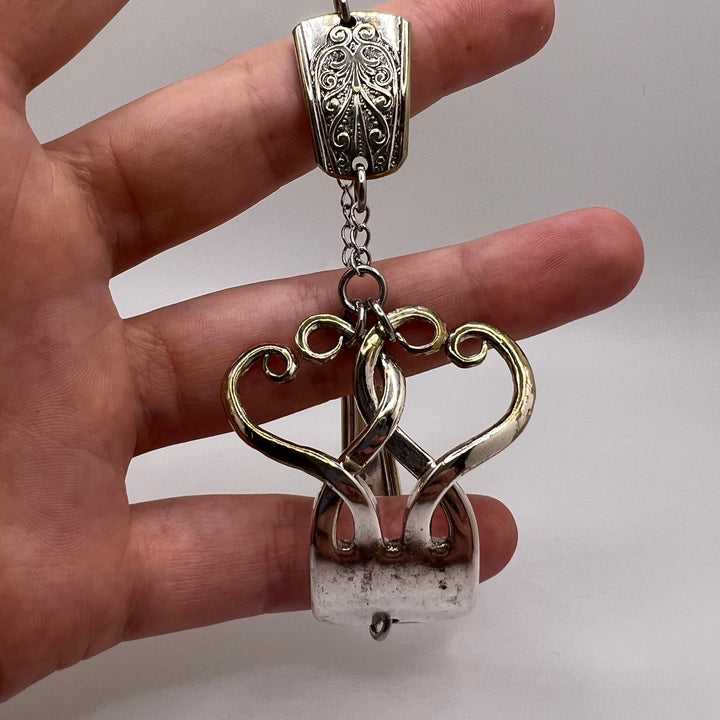 Linked Hearts Silver Fork Bracelet - Adjustable Loopy Hearts