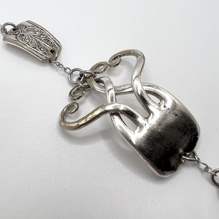 Linked Hearts Silver Fork Bracelet - Adjustable Loopy Hearts
