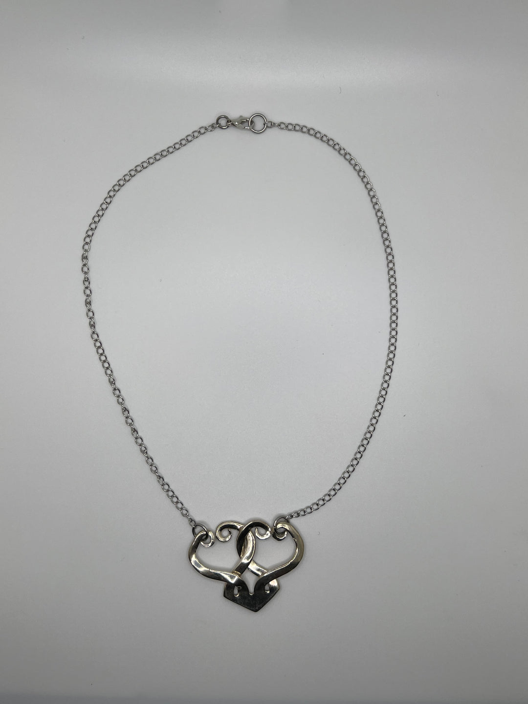Linked Hearts Fork Necklace - Loopy Hearts