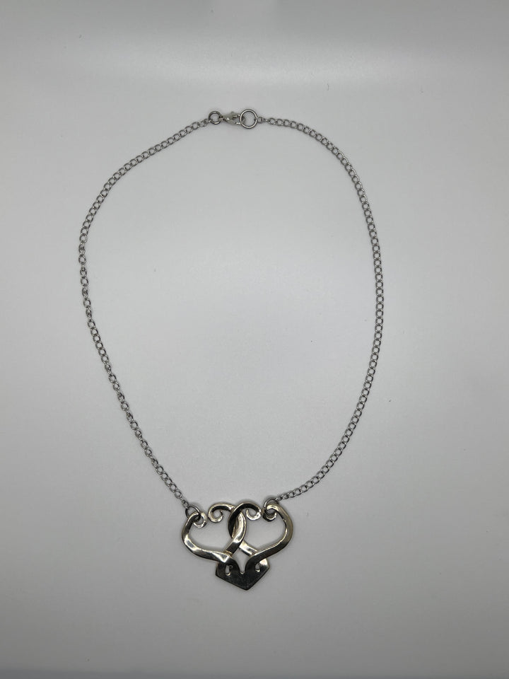Linked Hearts Fork Necklace - Loopy Hearts