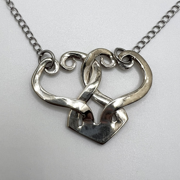 Linked Hearts Fork Necklace - Loopy Hearts