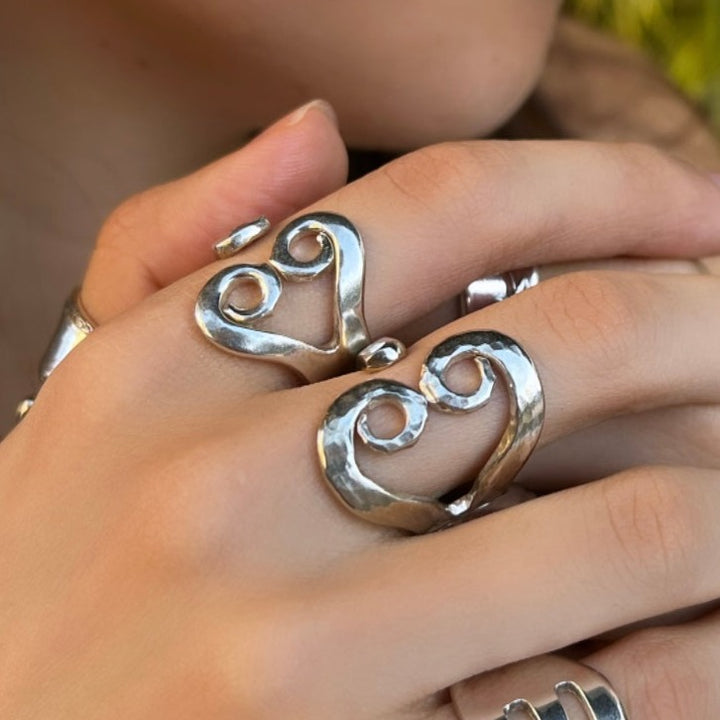 Heart Fork Ring - 'Loopy Heart'