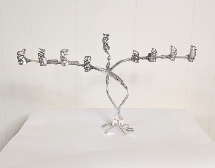 Silver Hanukkah Menorah - "The Reclaimed Miracle"