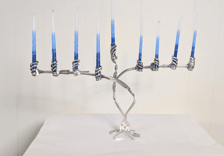 Silver Hanukkah Menorah - "The Reclaimed Miracle"