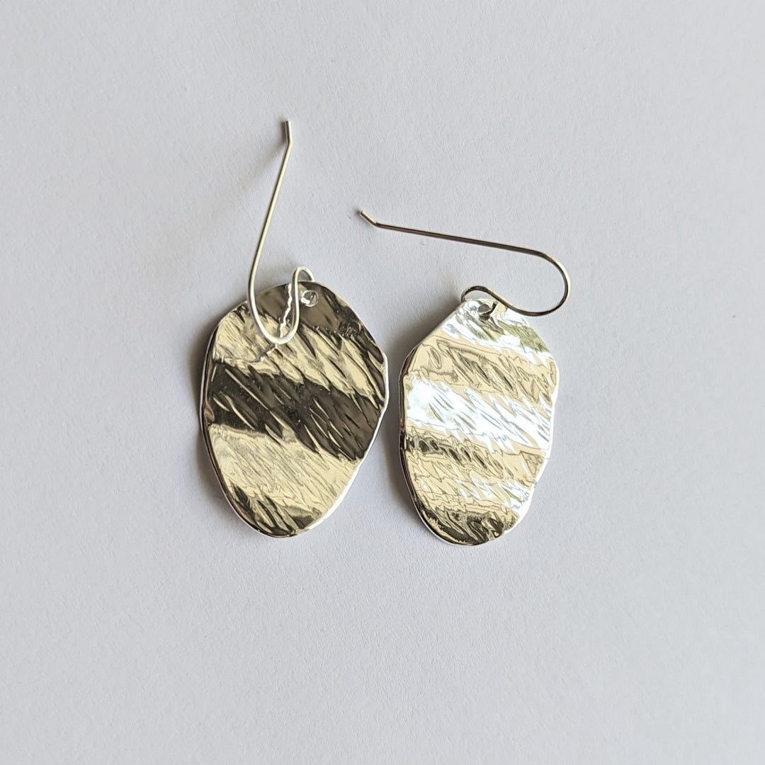 Silver Ripple Vintage Spoon Earrings