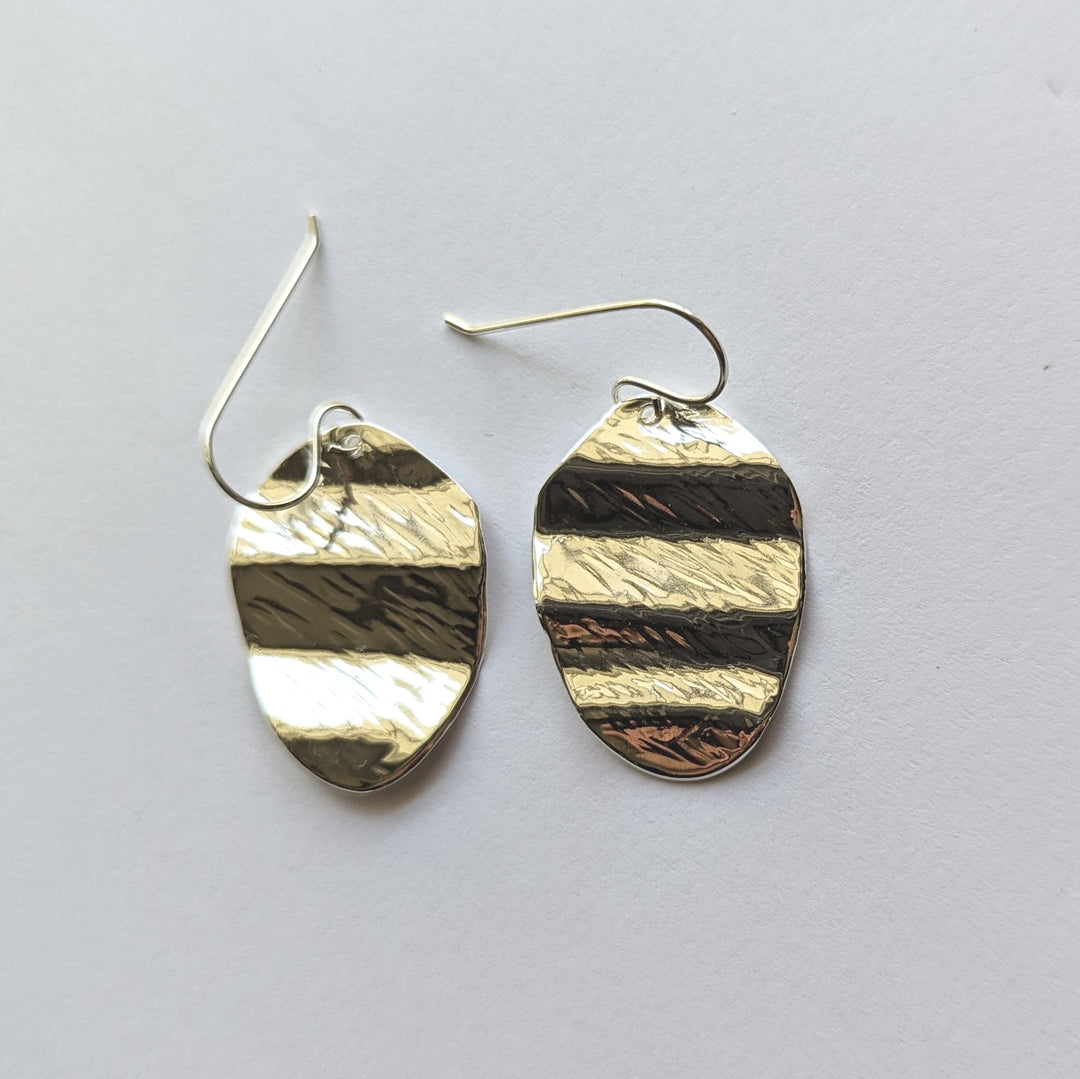 Silver Ripple Vintage Spoon Earrings