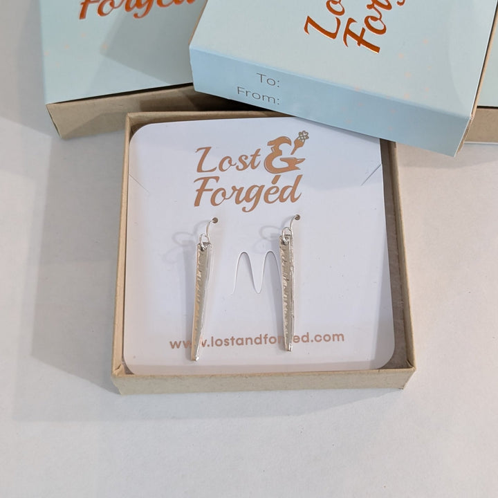 Silver Streak Fork Tine Earrings