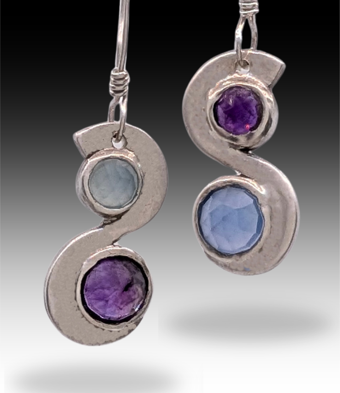 Squiggly Fork Tine Gemstone Earrings