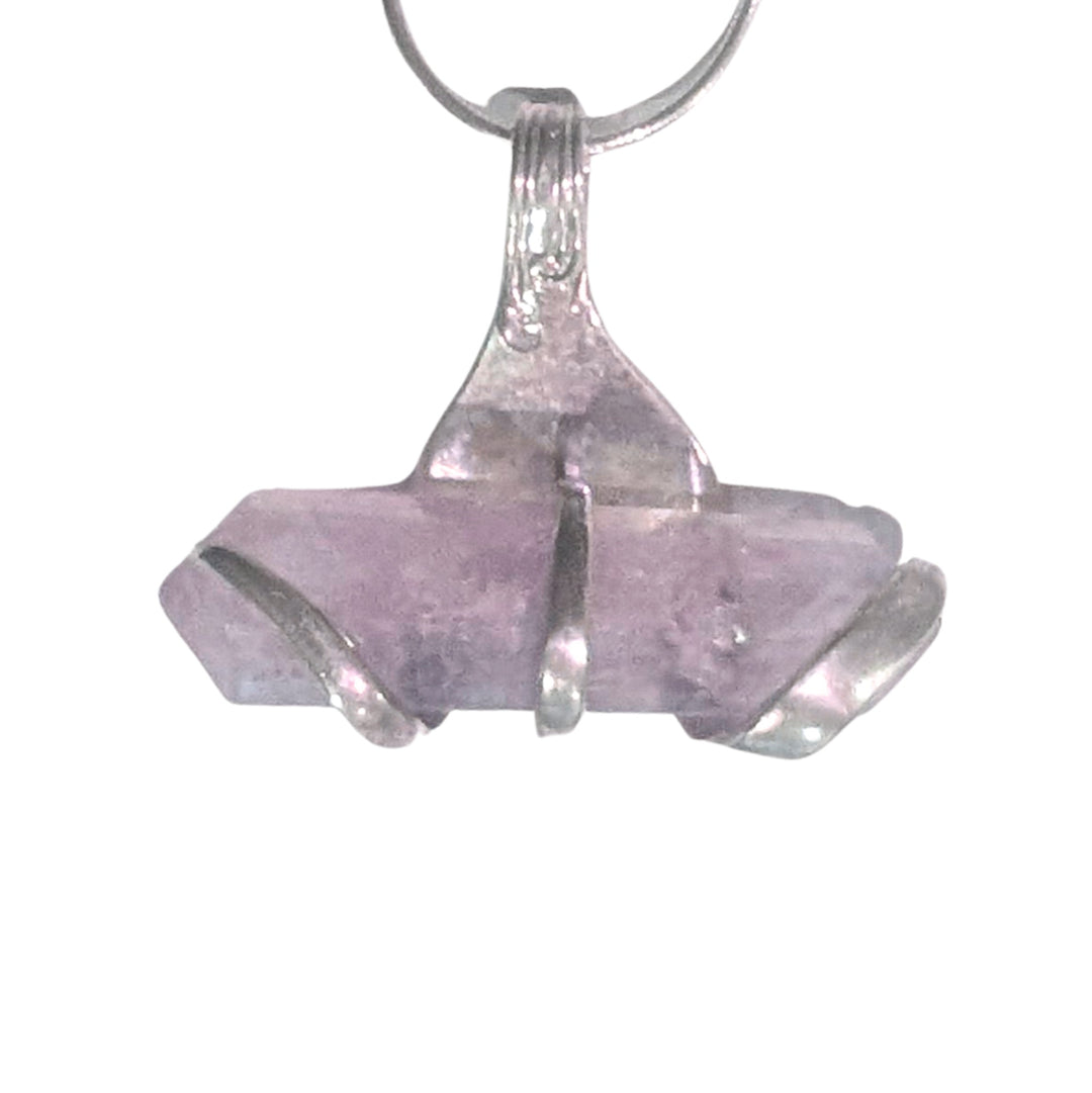 Amethyst Crystal Silverware Pendant Necklace - "Fork Rock"