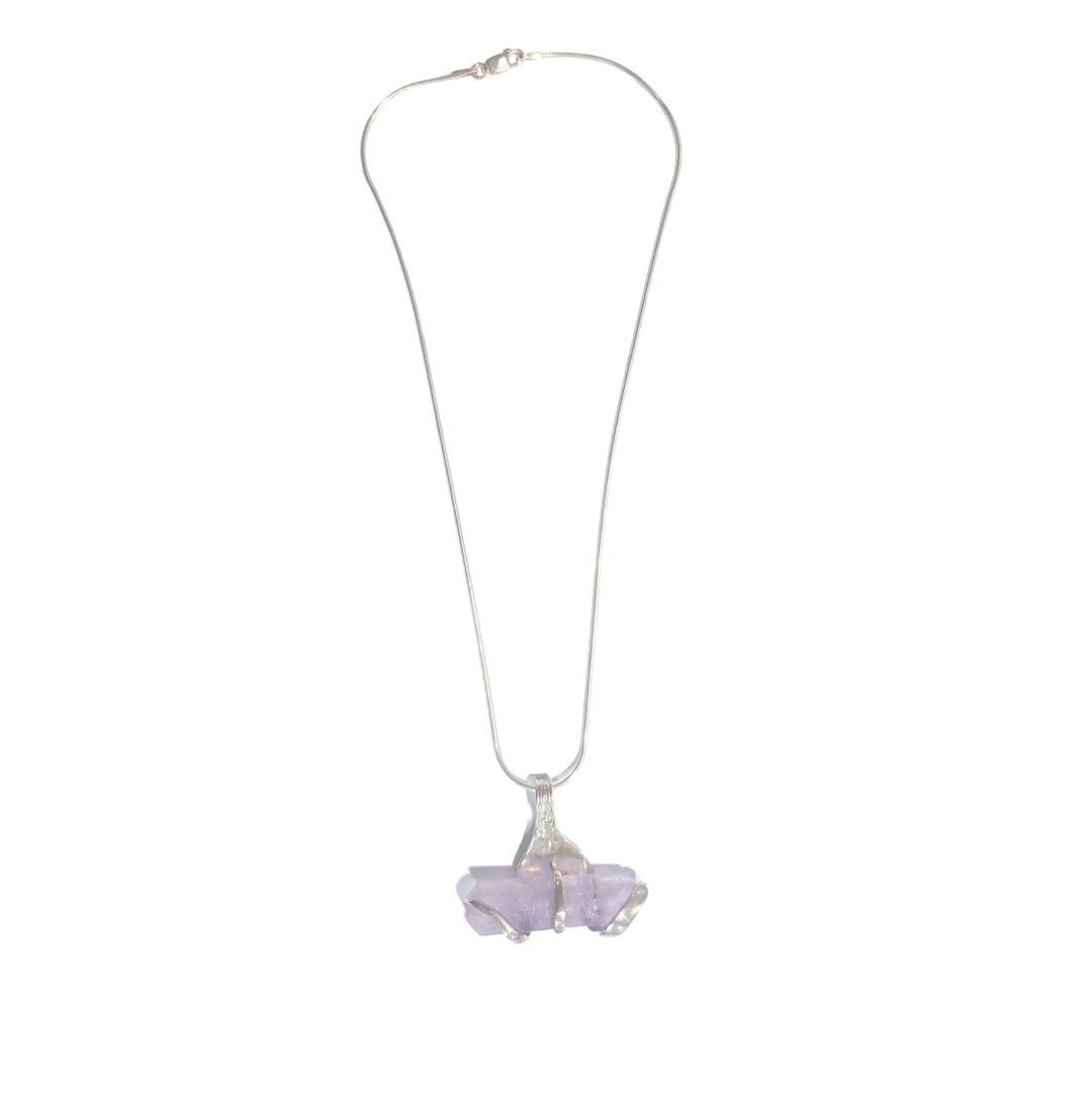 Amethyst Crystal Silverware Pendant Necklace - "Fork Rock"
