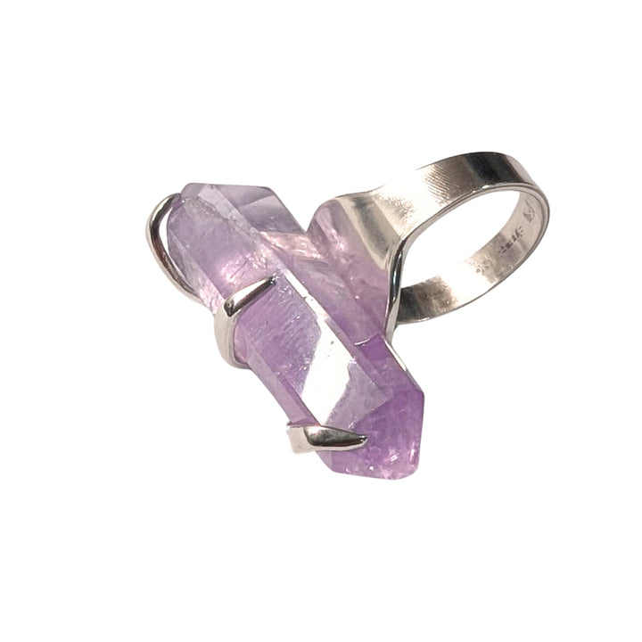 Amethyst Crystal Spoon Ring - "Fork Rock Ring"