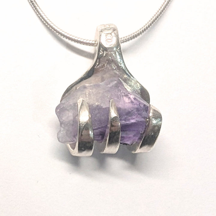 Amethyst Silverware Jewelry Pendant Necklace - "Fork Rock"
