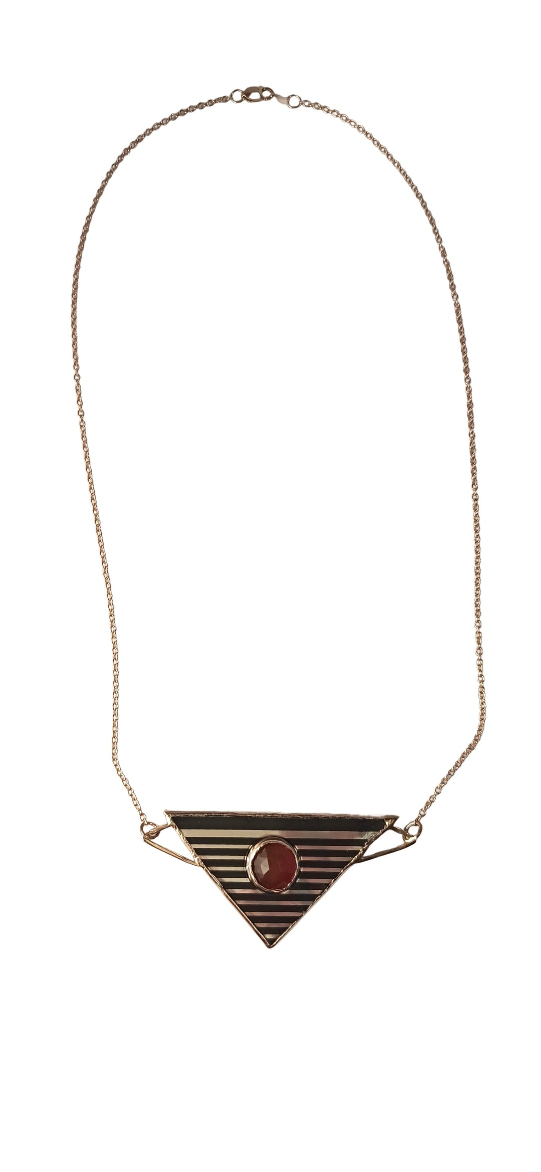 Harley Davidson Motorcycle Fender Trim Necklace, with rose gold and carnelian