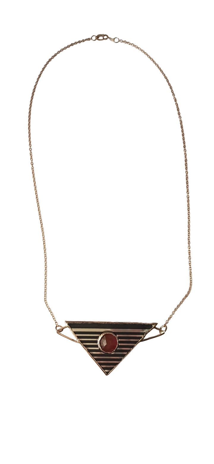 Harley Davidson Motorcycle Fender Trim Necklace, with rose gold and carnelian