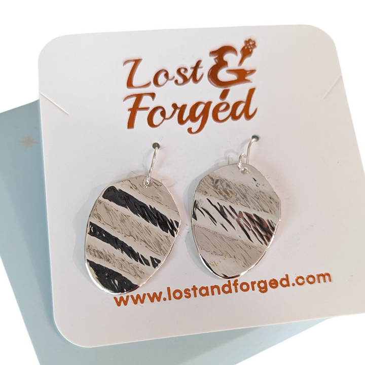 Silver Ripple Vintage Spoon Earrings