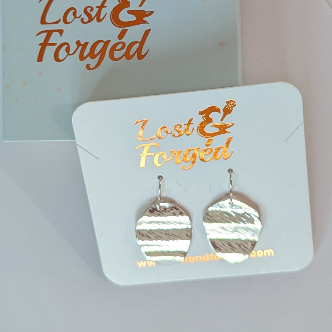 Silver Ripple Vintage Spoon Earrings