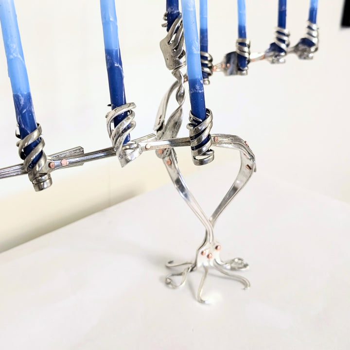 Silver Hanukkah Menorah - "The Reclaimed Miracle"