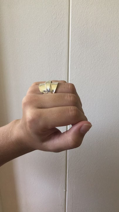 Rose Sprig Silver Whole Spoon Ring