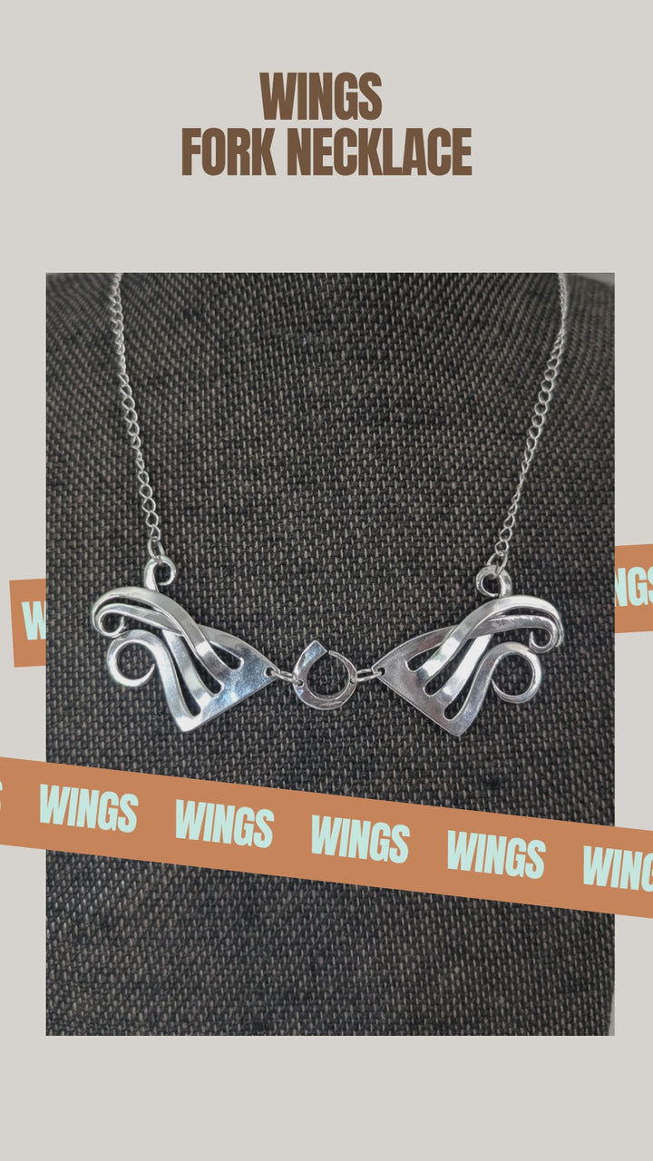 Wings Silver Fork Necklace