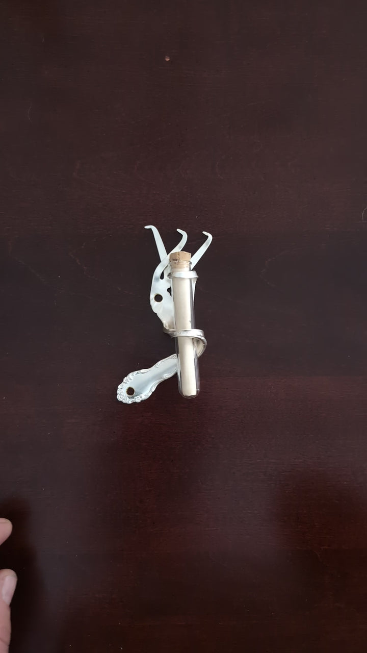Twisted Fork Silver Mezuzah