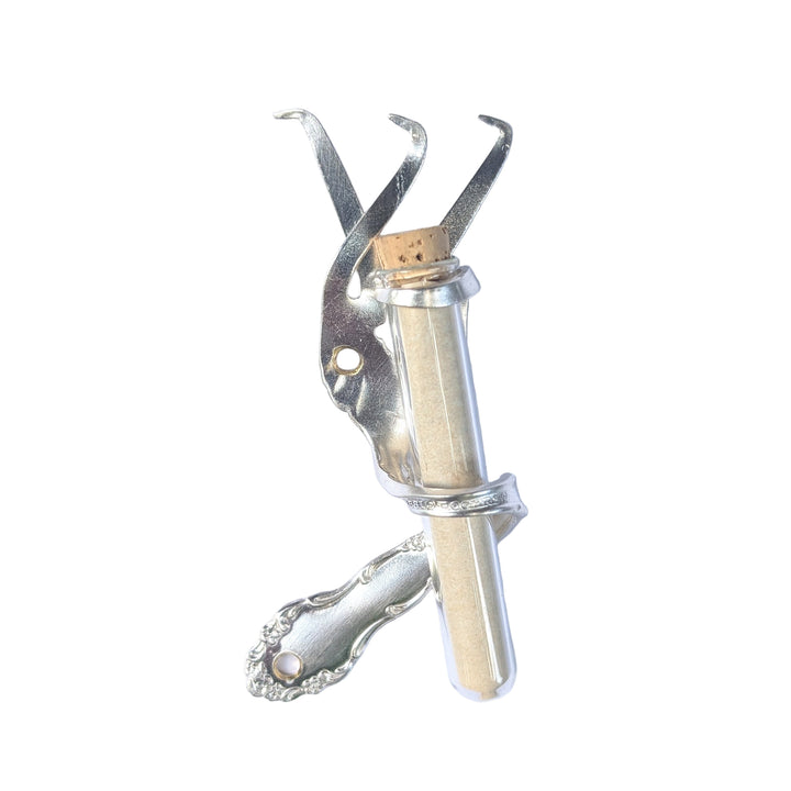 Twisted Fork Silver Mezuzah