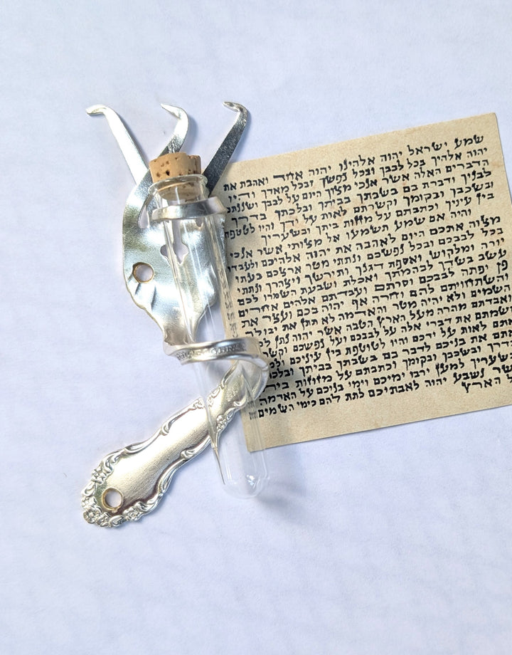 Twisted Fork Silver Mezuzah