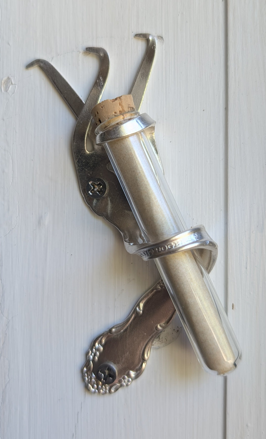 Twisted Fork Silver Mezuzah