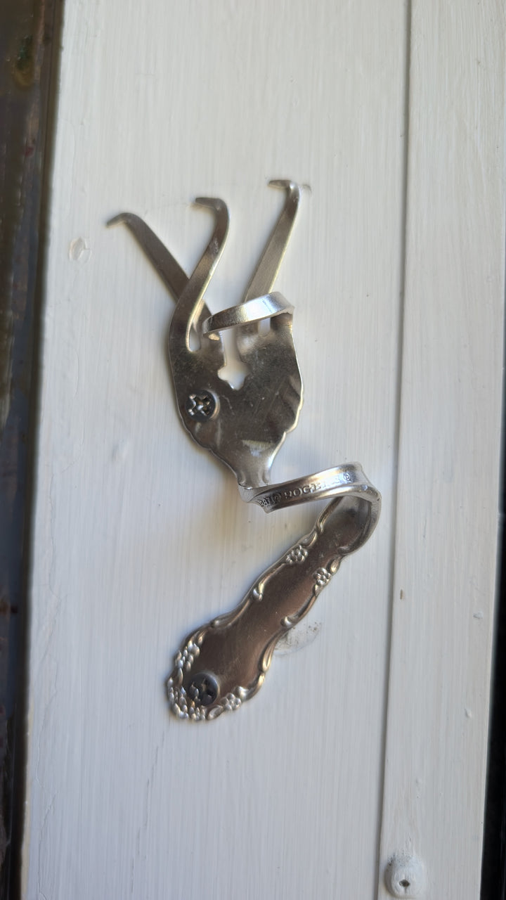 Twisted Fork Silver Mezuzah
