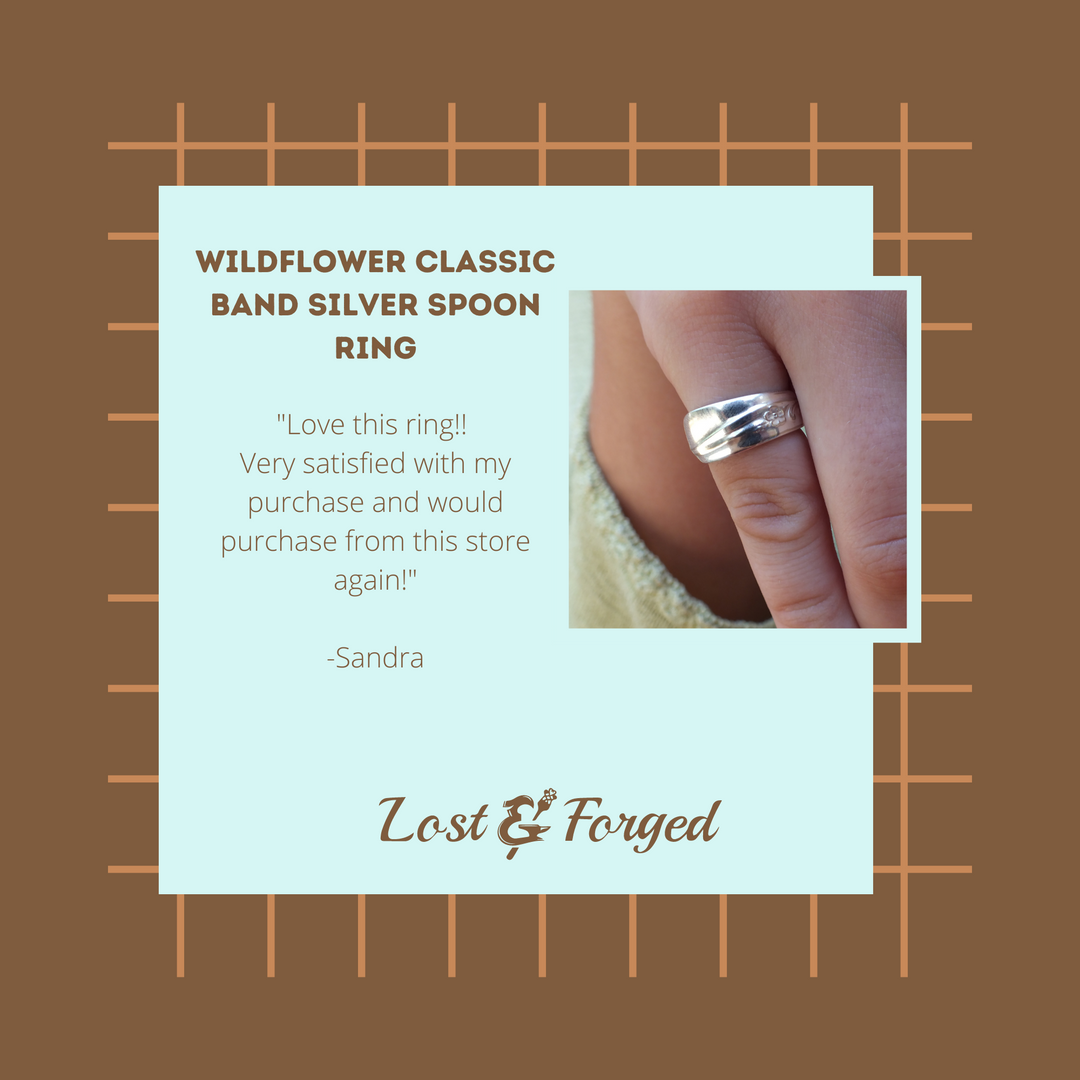 Wildflower Classic Band Silver Spoon Ring