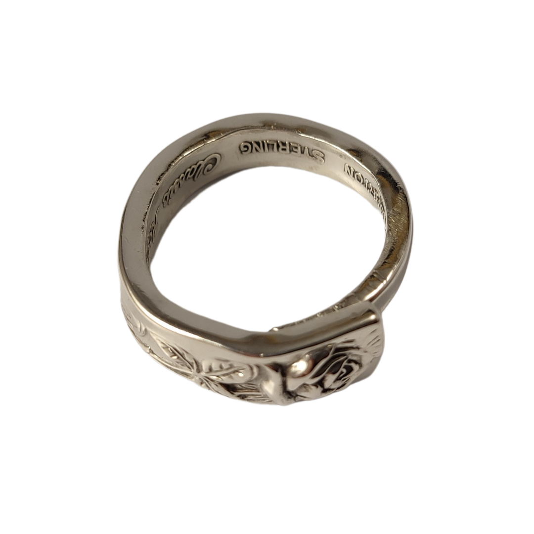 Sterling Silver Spoon Ring, Rose Band, Lost And Forged